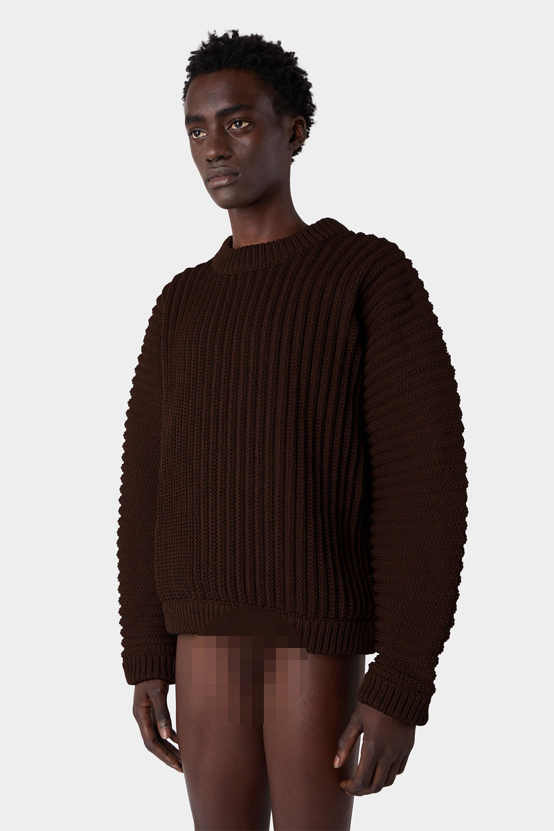 ROUND NECK SWEATER / brown 1