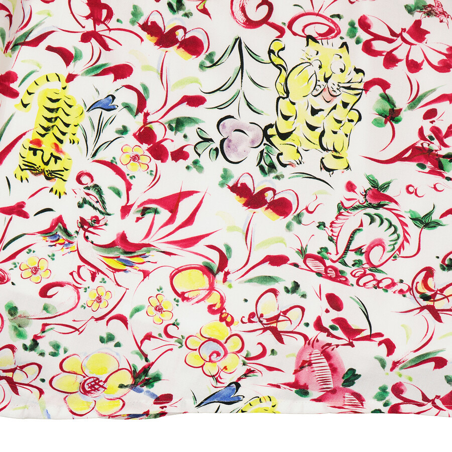 Kenzo Ladies Multicolor Floral Paint Print Asymmetric Gathered Skirt - 7