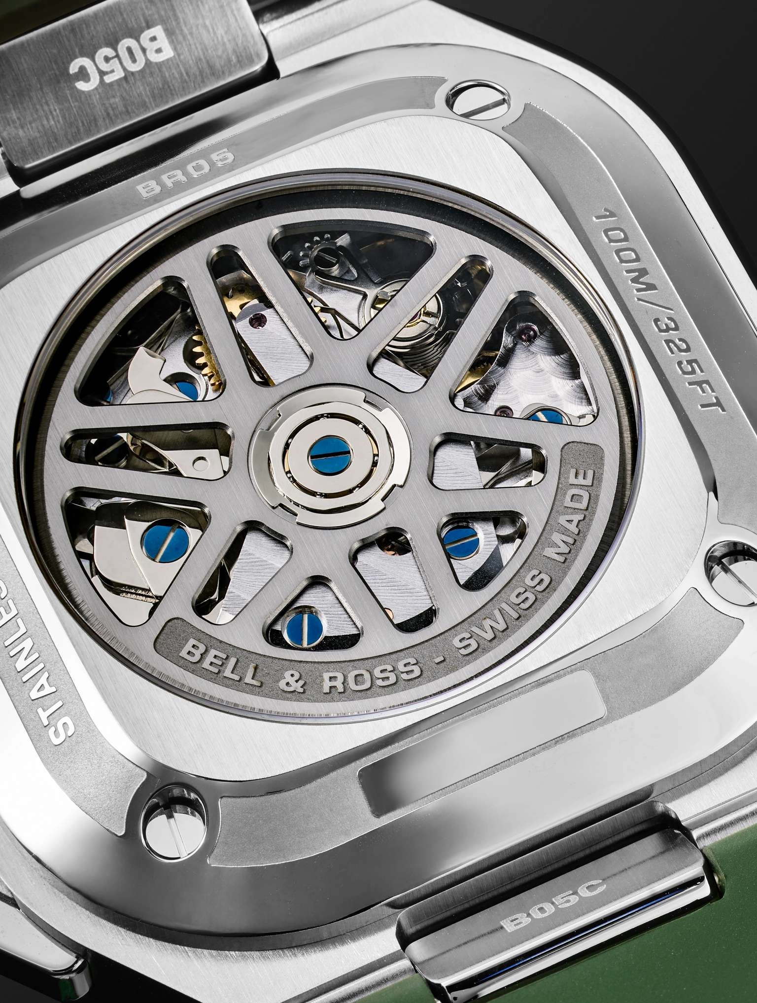 BR 05 Automatic Chronograph 42mm Stainless Steel and Rubber Watch, Ref. No. BR05C-GN-ST/SRB - 3