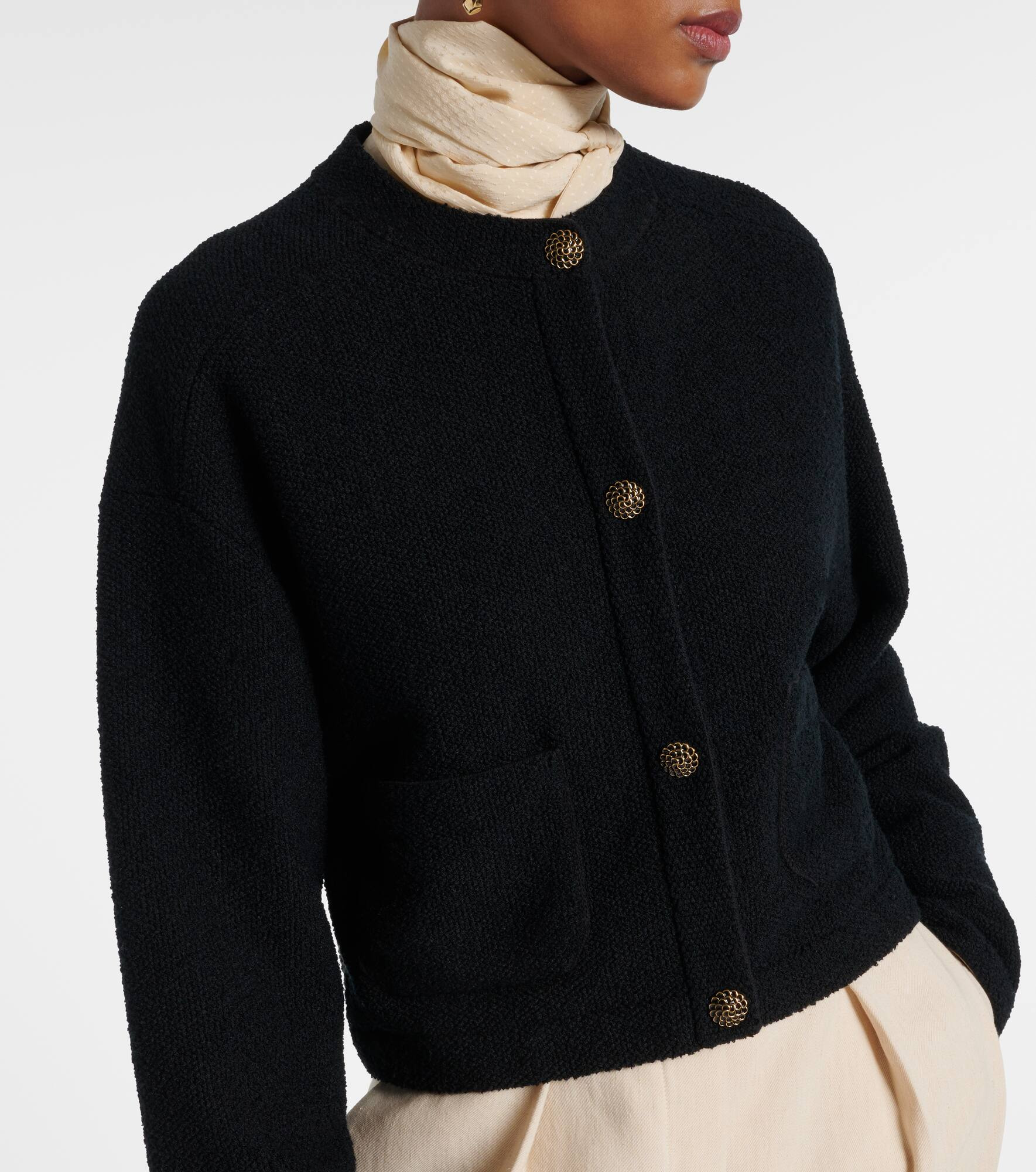 Cropped cotton and silk cardigan - 5