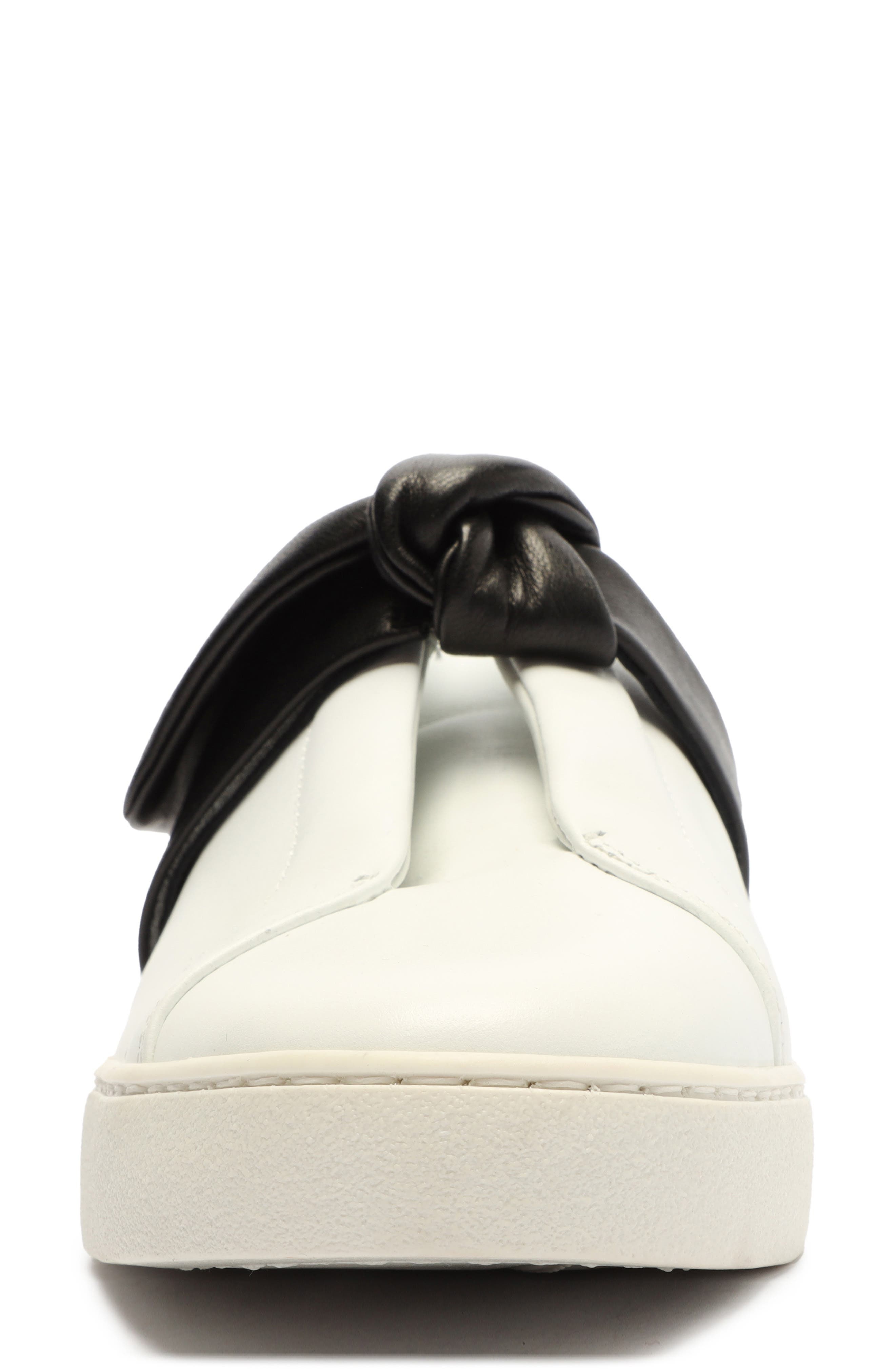 Alexandre Birman Clarita Bow Slip-On Sneaker in White/Black at Nordstrom - 4