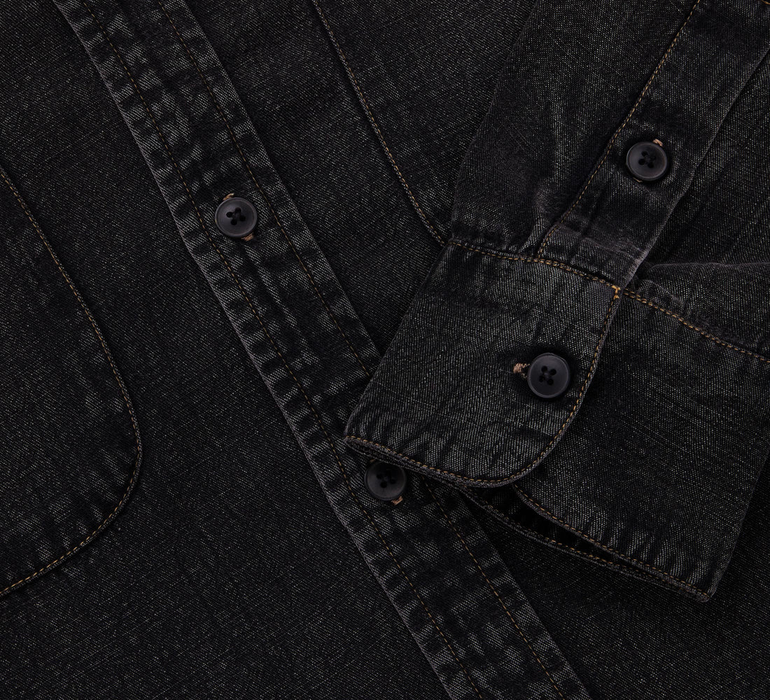 Mechanic Shirt - Stonewash Black Slub Tencel - 4