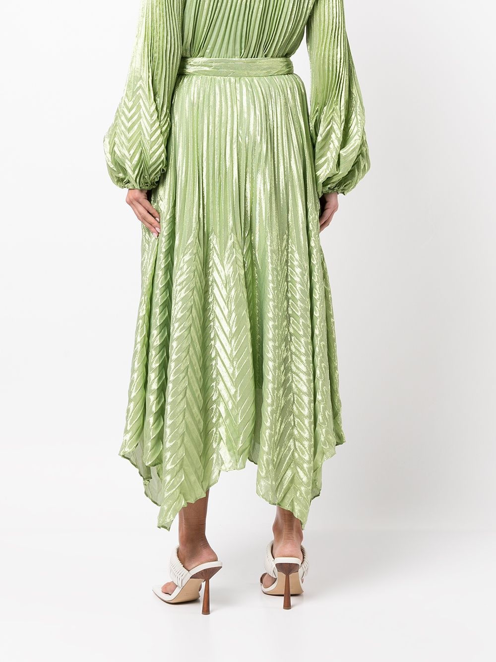 metallic-thread pleated skirt - 4