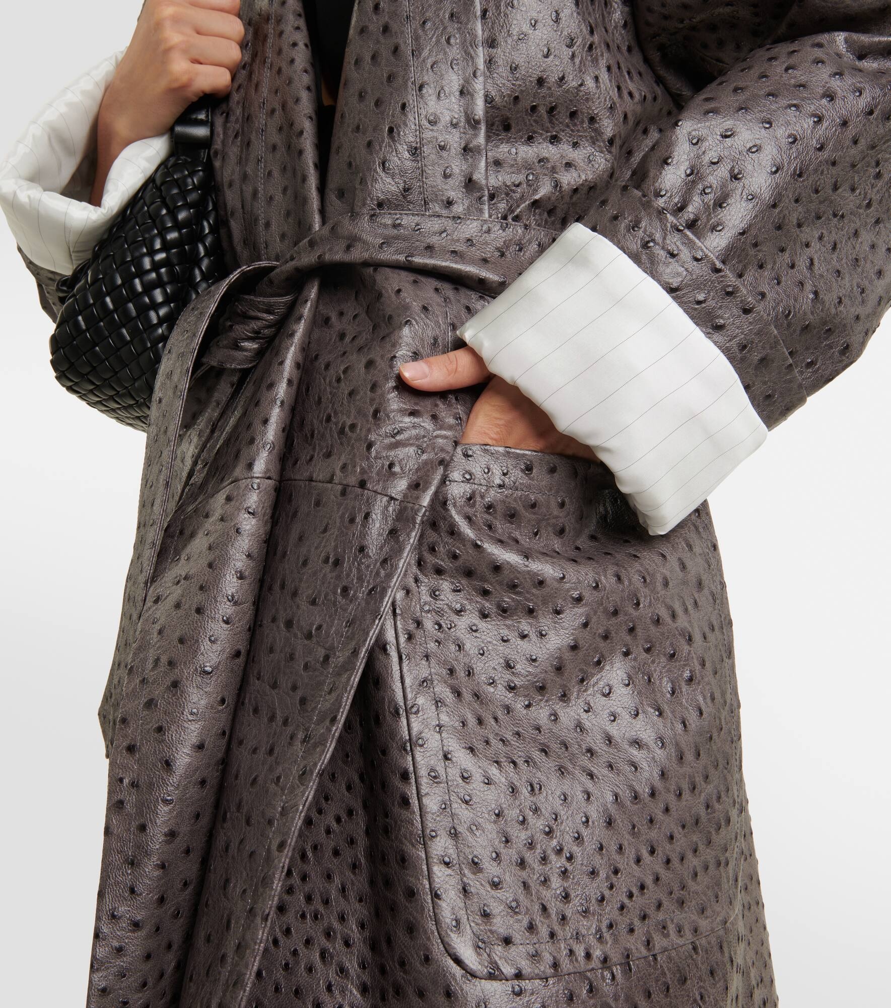 Embossed leather coat - 5
