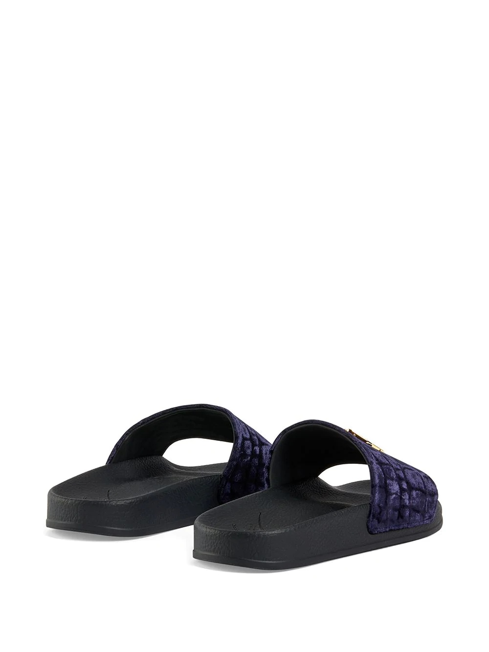 Brett crocodile-effect velvet slides - 3