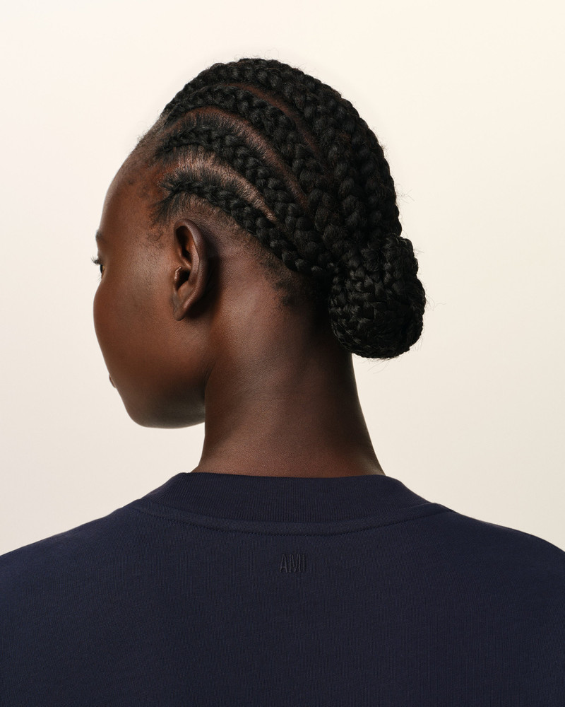 NAVY COTTON AMI PARIS PATCH T-SHIRT 4