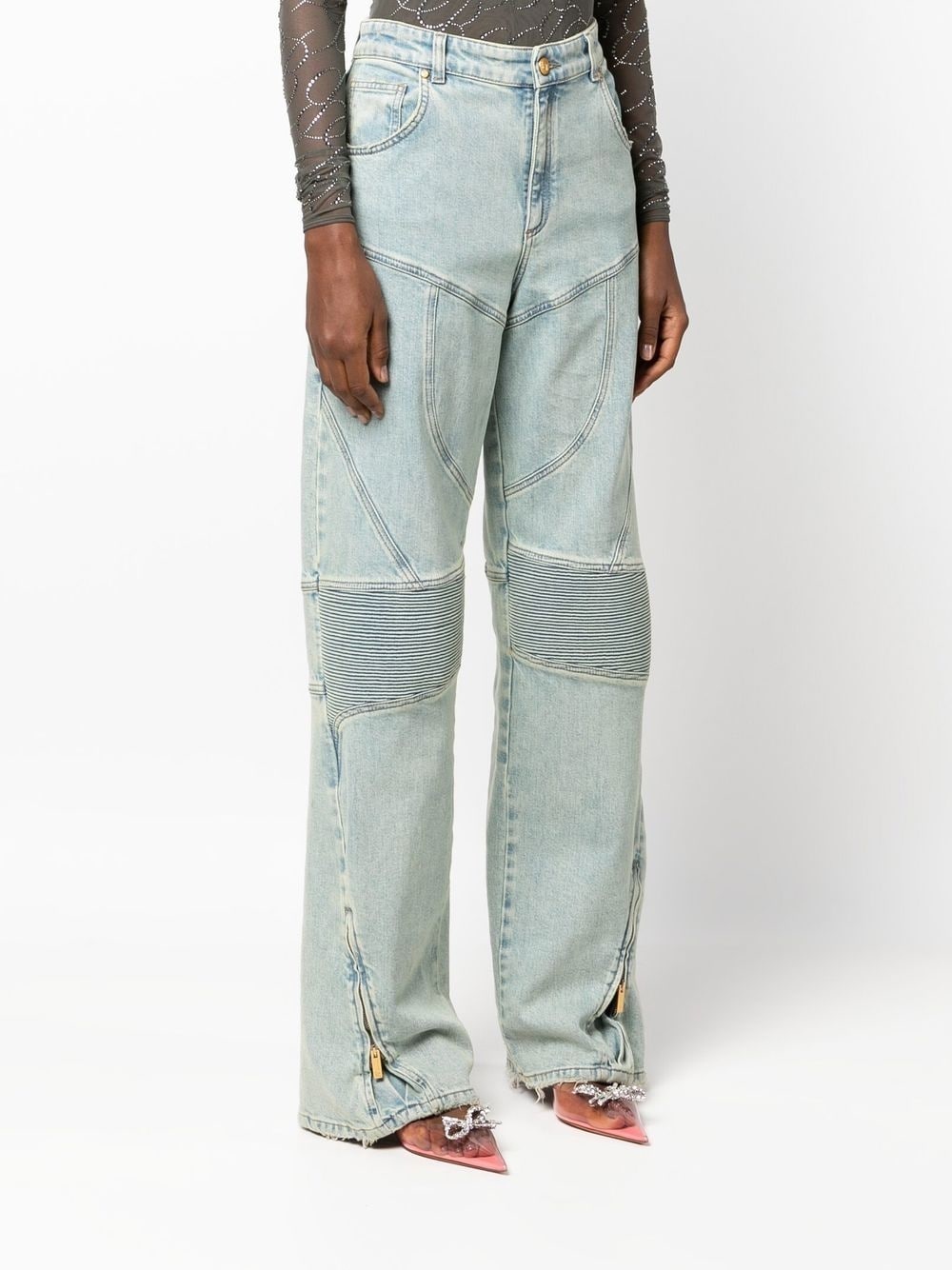 panelled high-waisted jeans - 3