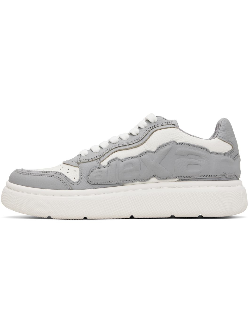 Gray & White Puff Pebble Leather Sneakers - 3