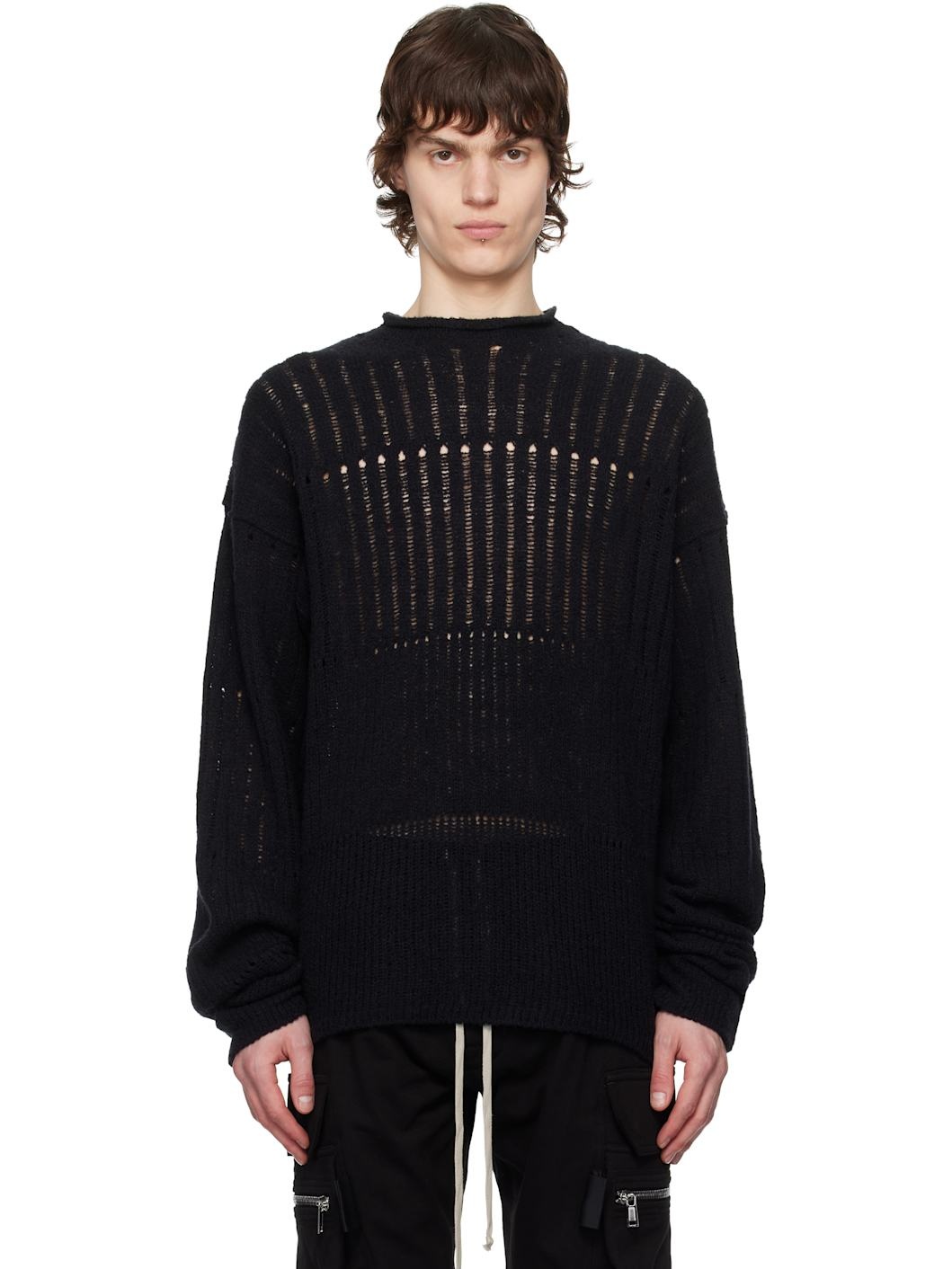 Black Hollywood Oversized Pull Sweater - 1