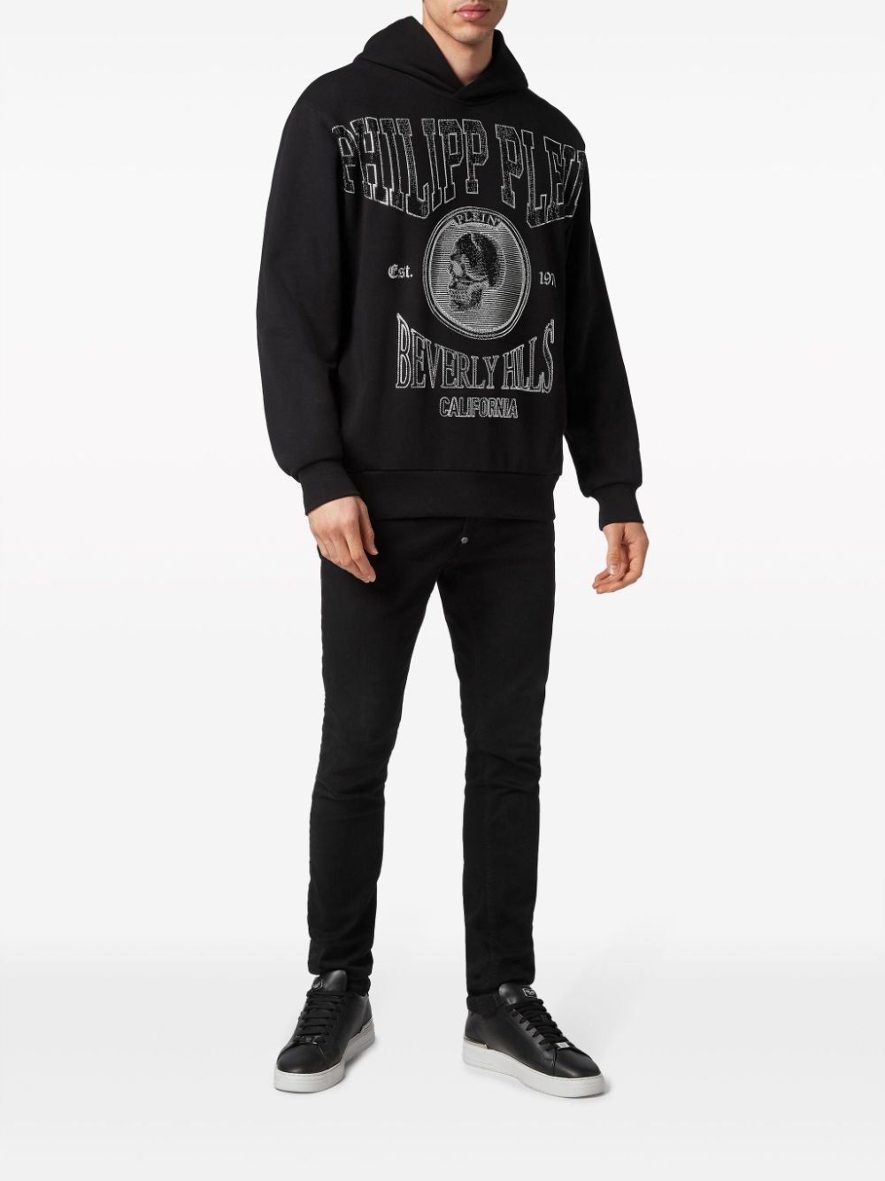 crystal-embellished jersey hoodie - 2