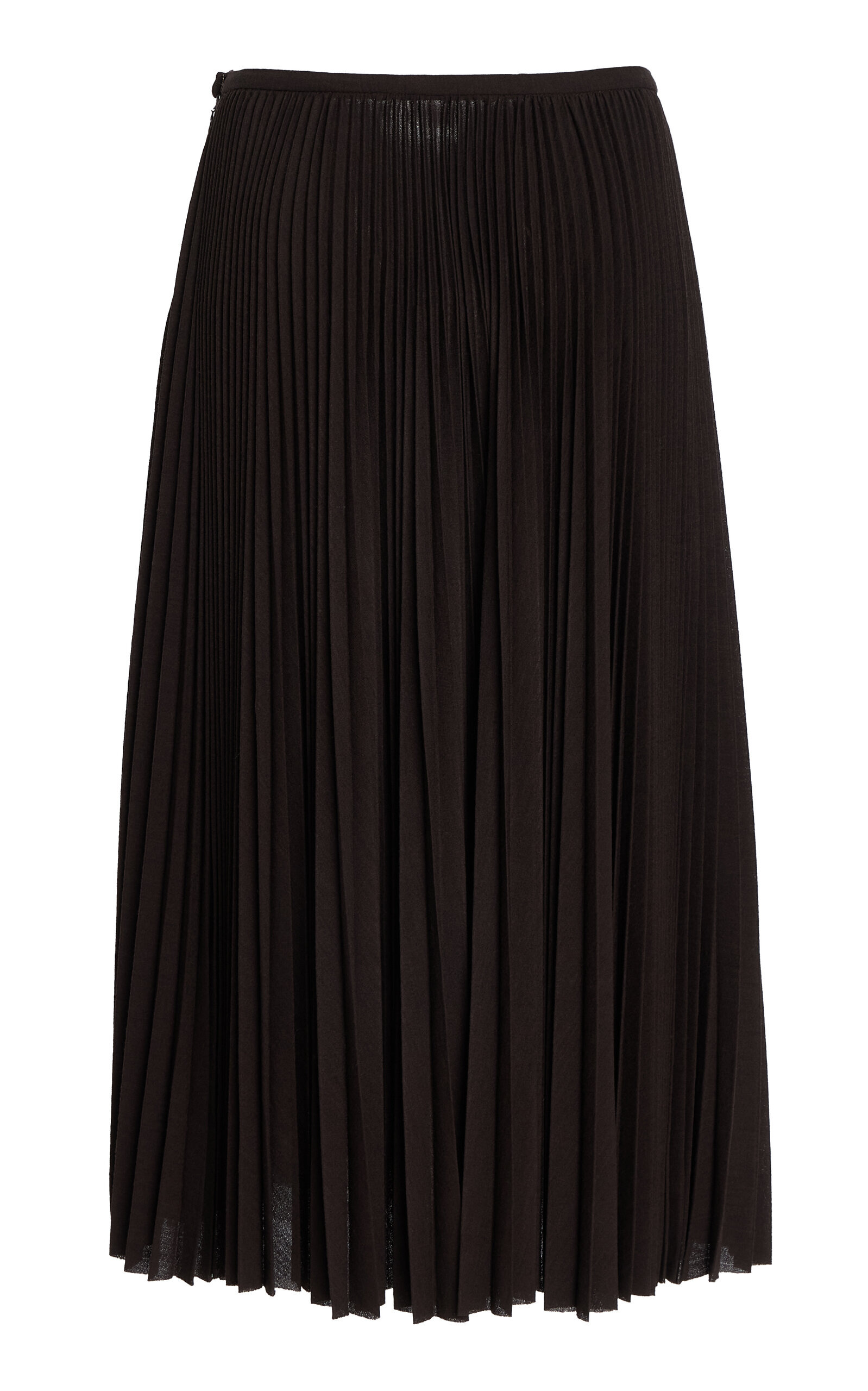Eda Pleated Wool Jersey Midi Skirt brown - 3