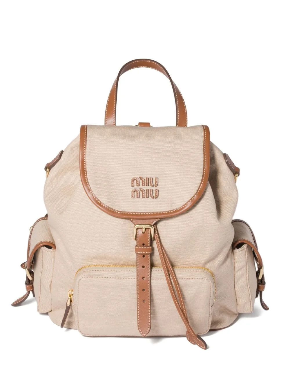 flap-pocket strap canvas backpack - 1