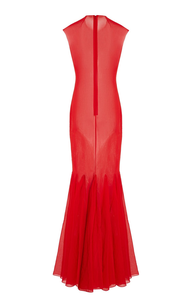 ORGANZA GODET DRESS RED 9