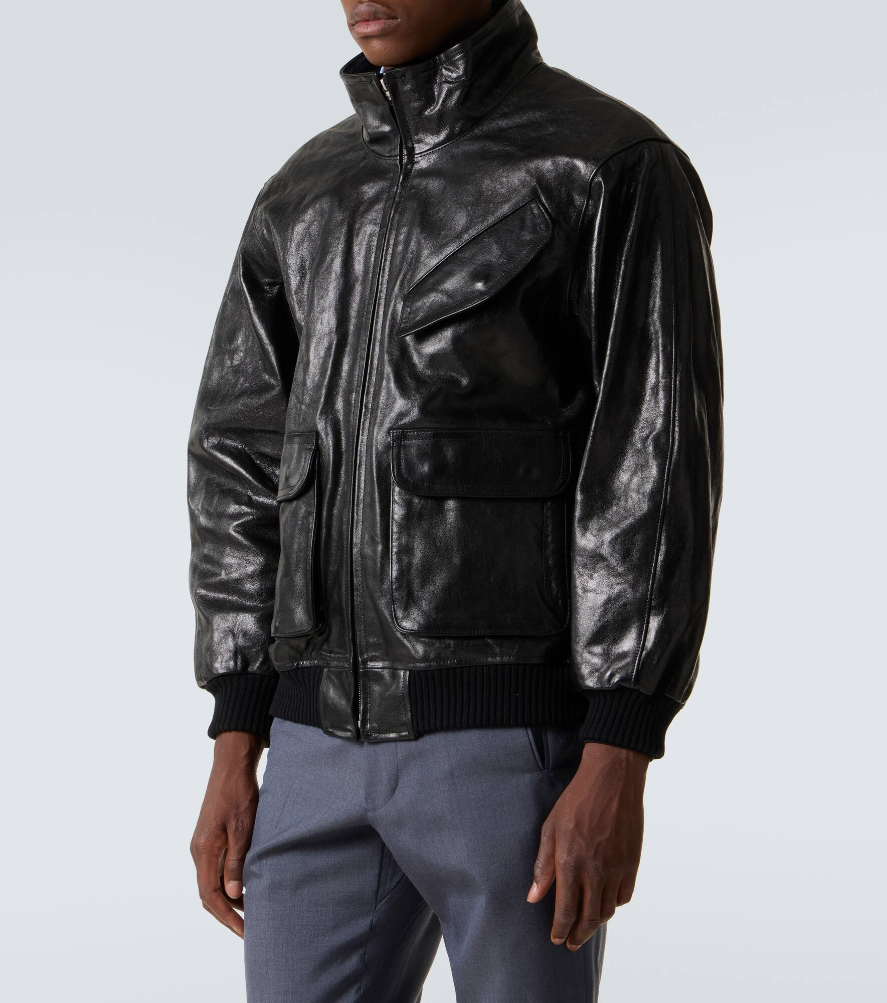 Leather bomber jacket - 3