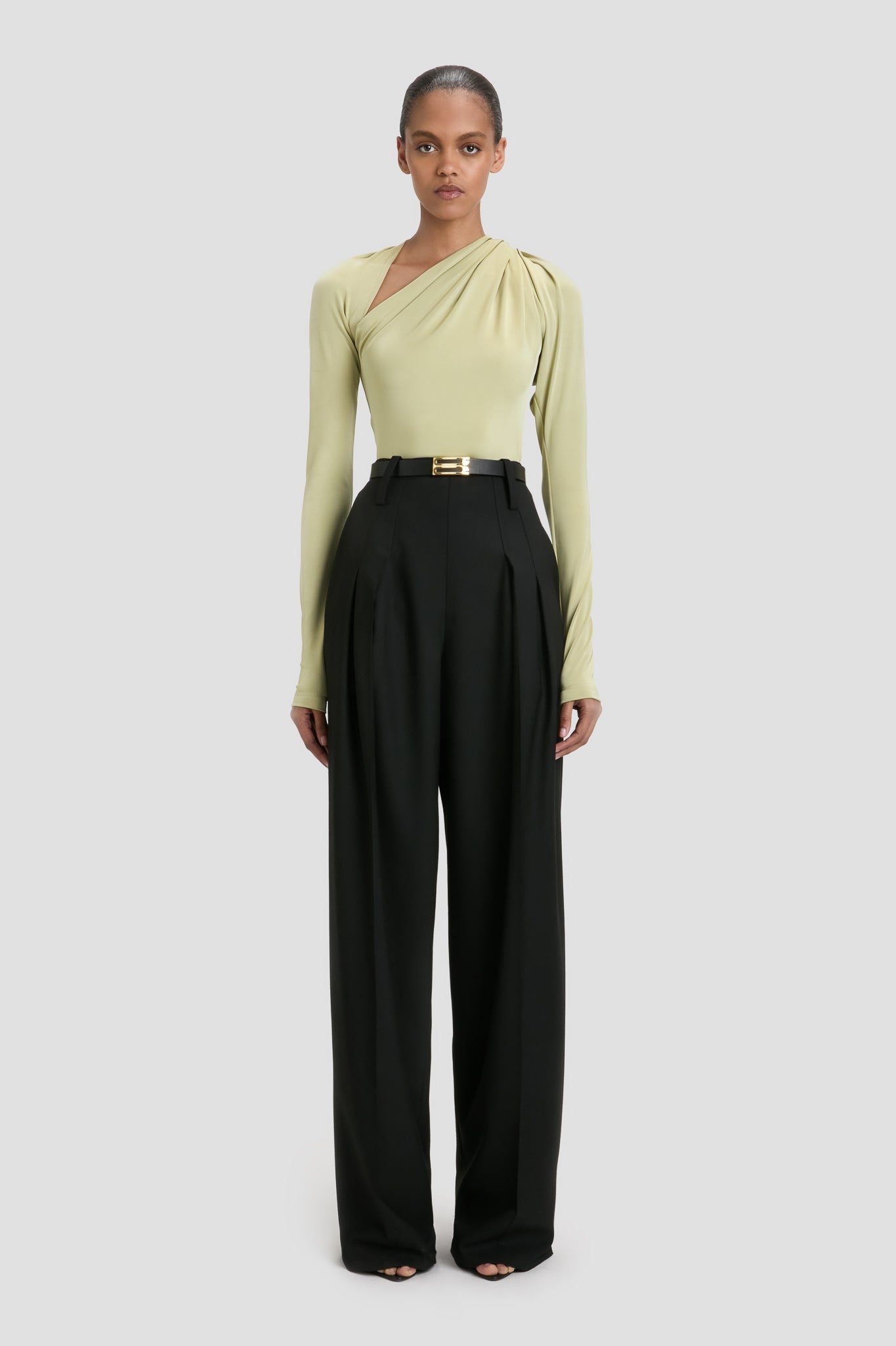 Slash Neck Jersey Top In Pistachio - 2