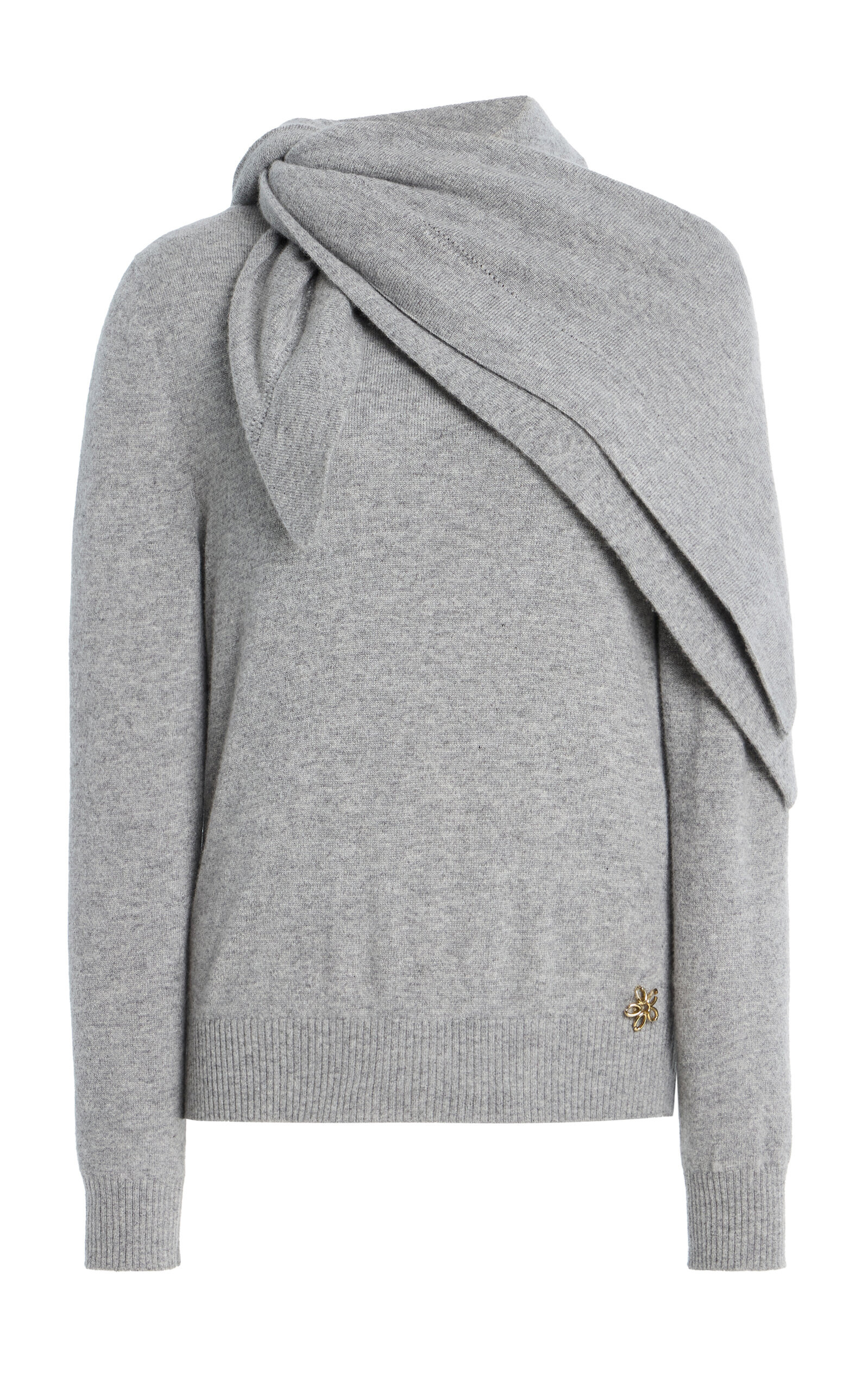 Scarf-Detailed Cashmere Sweater light grey - 1