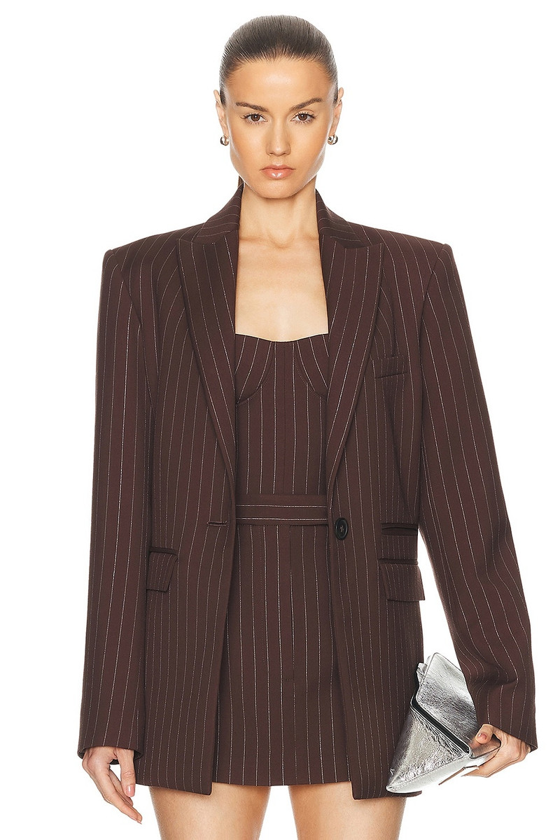 Lurex Pinstripe Single Breasted Oversize Blazer 1