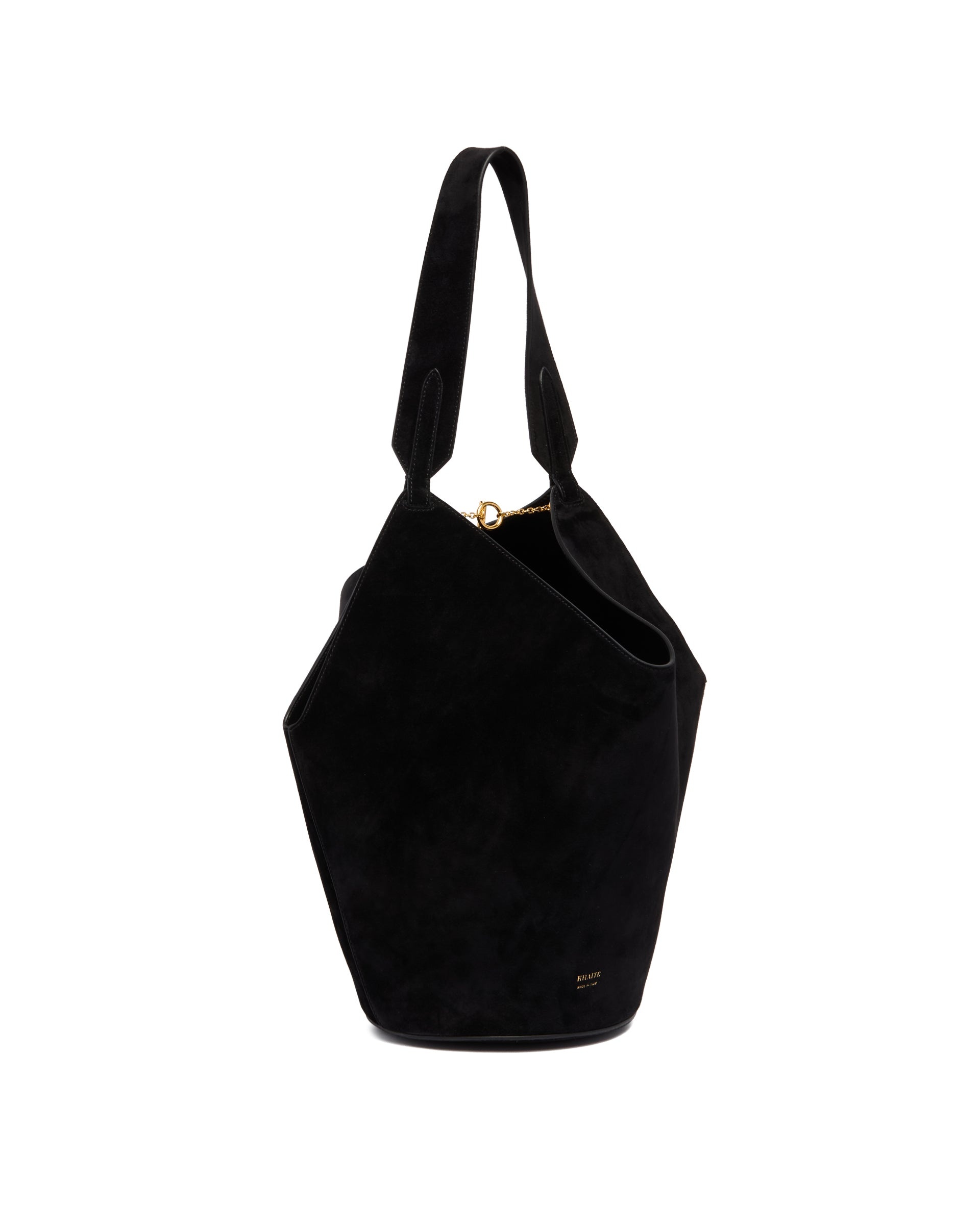 Black Small Lotus Leather Tote - 6