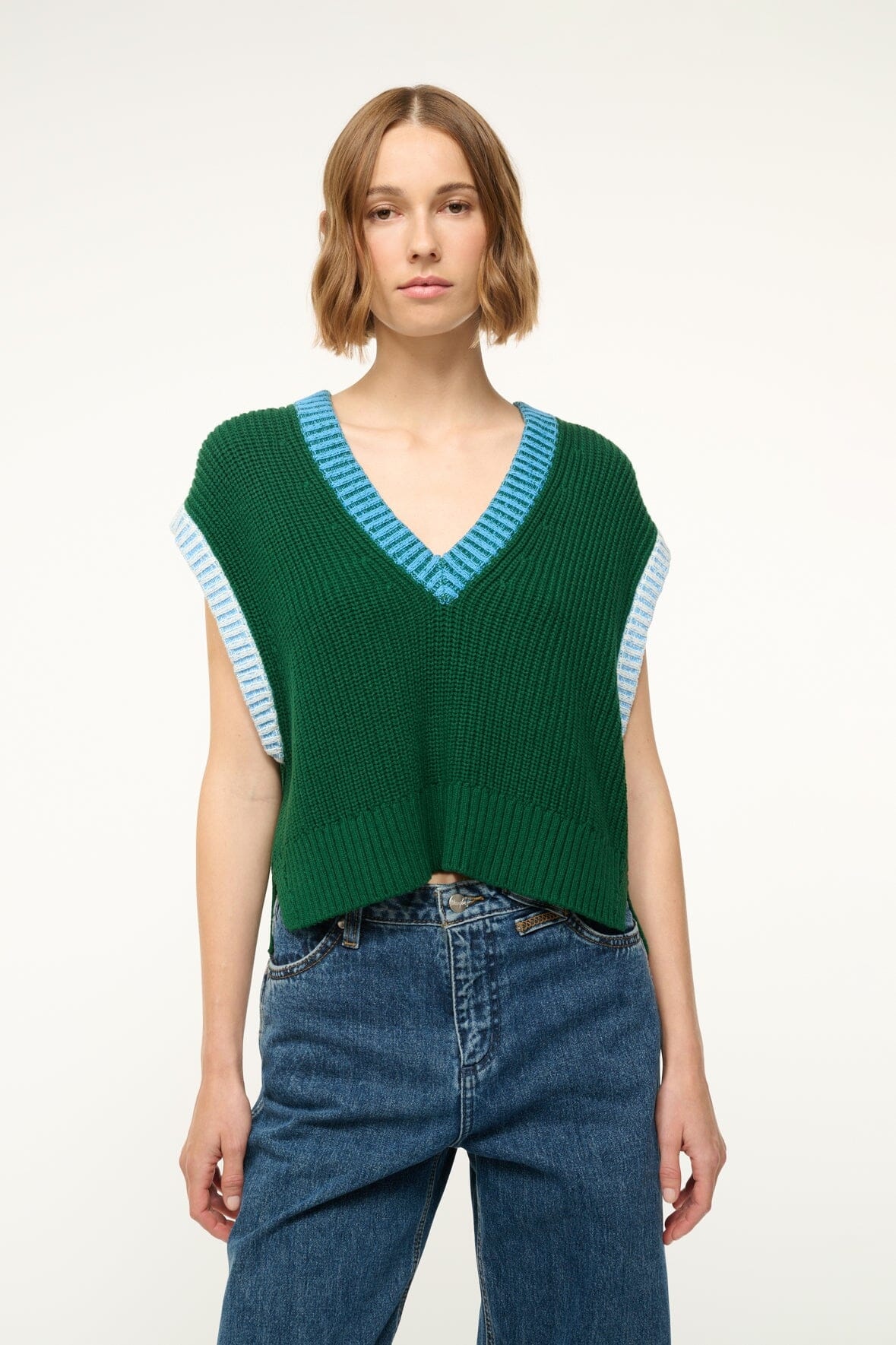 STAUD AMERICANA SWEATER JUNGLE SKY IVORY - 3
