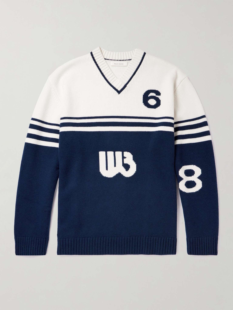 Two-Tone Intarsia Wool Sweater 1