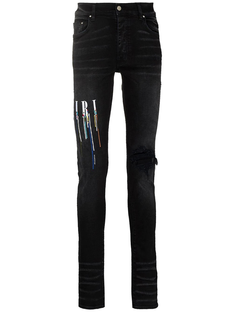 logo-embroidered skinny jeans - 1