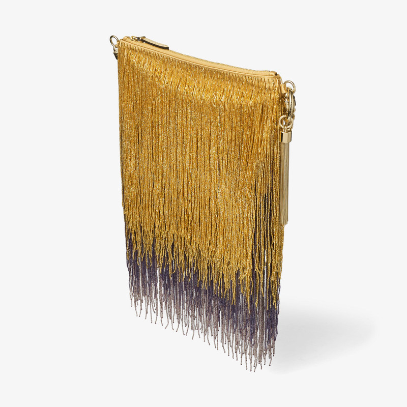 JIMMY CHOO Callie Shoulder
Sunflower Satin Shoulder Bag with Crystal Fringe outlook