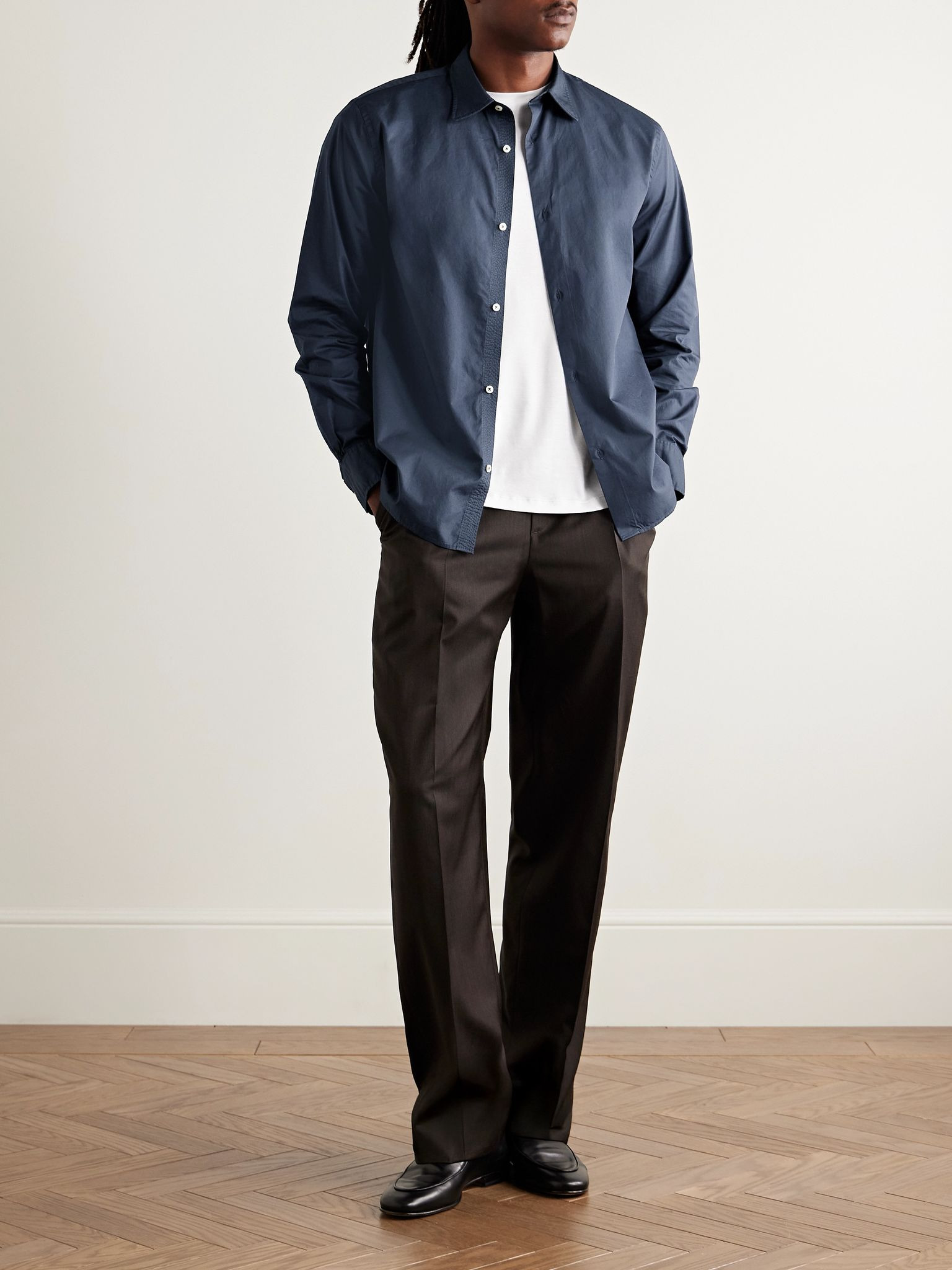 Garment-Dyed Cotton-Poplin Shirt Navy - 2