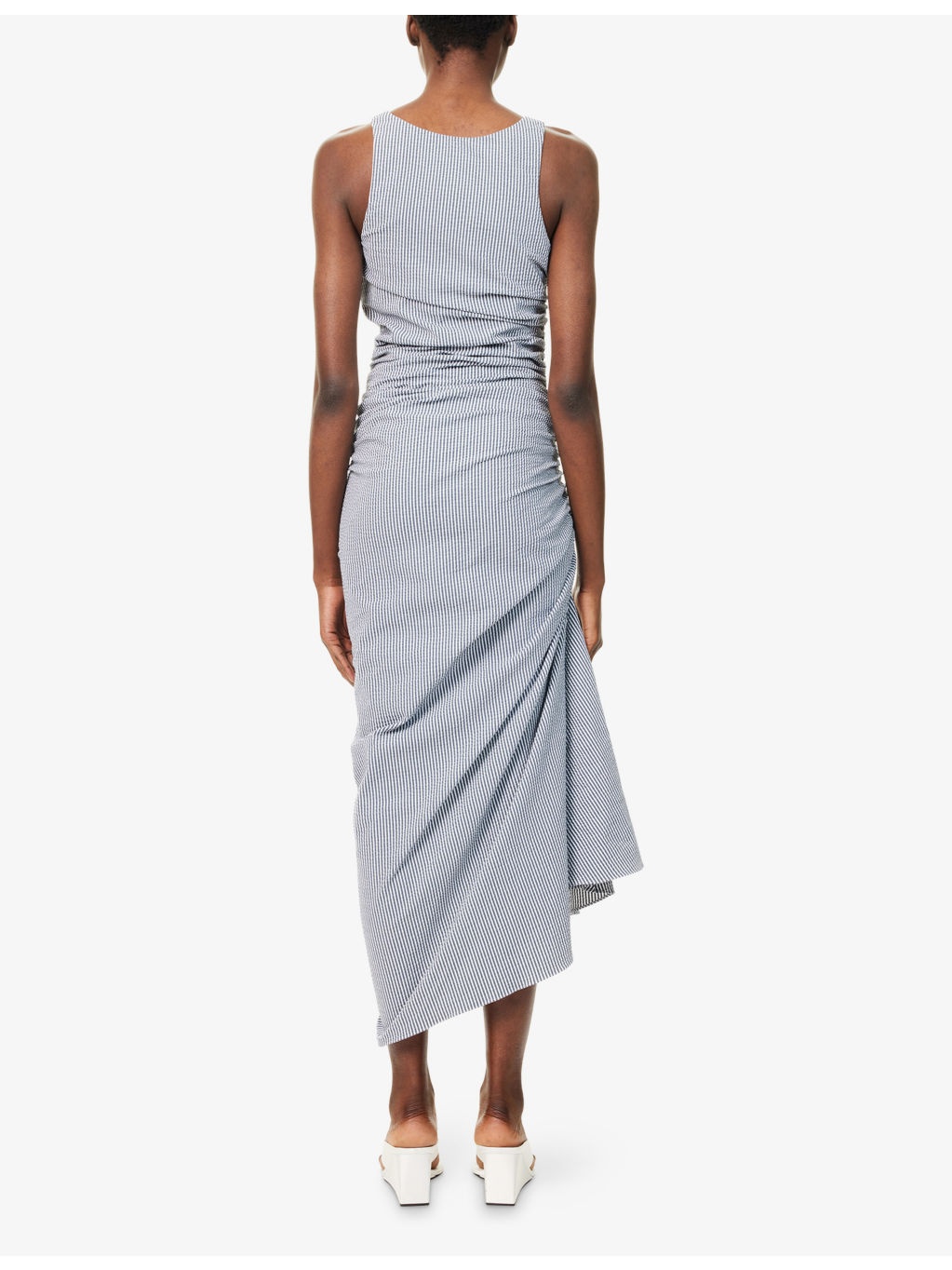 Gathered Striped Stretch-Woven Maxi Dress - 4