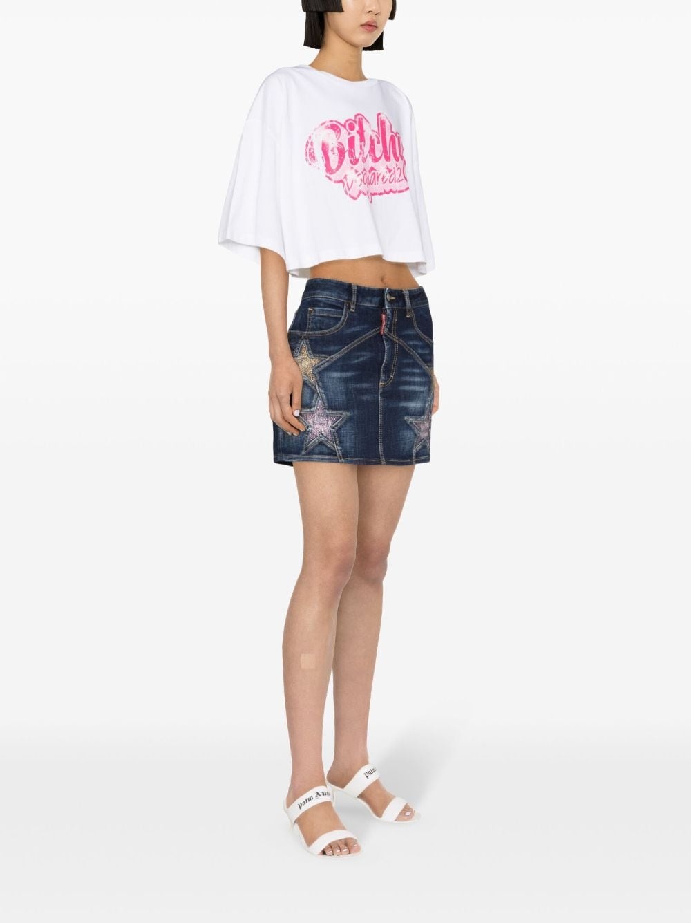 graphic-print cropped T-shirt - 3