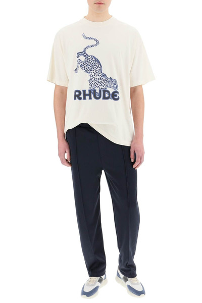 Rhude LEOPARD PRINT T-SHIRT WITH LOGO outlook