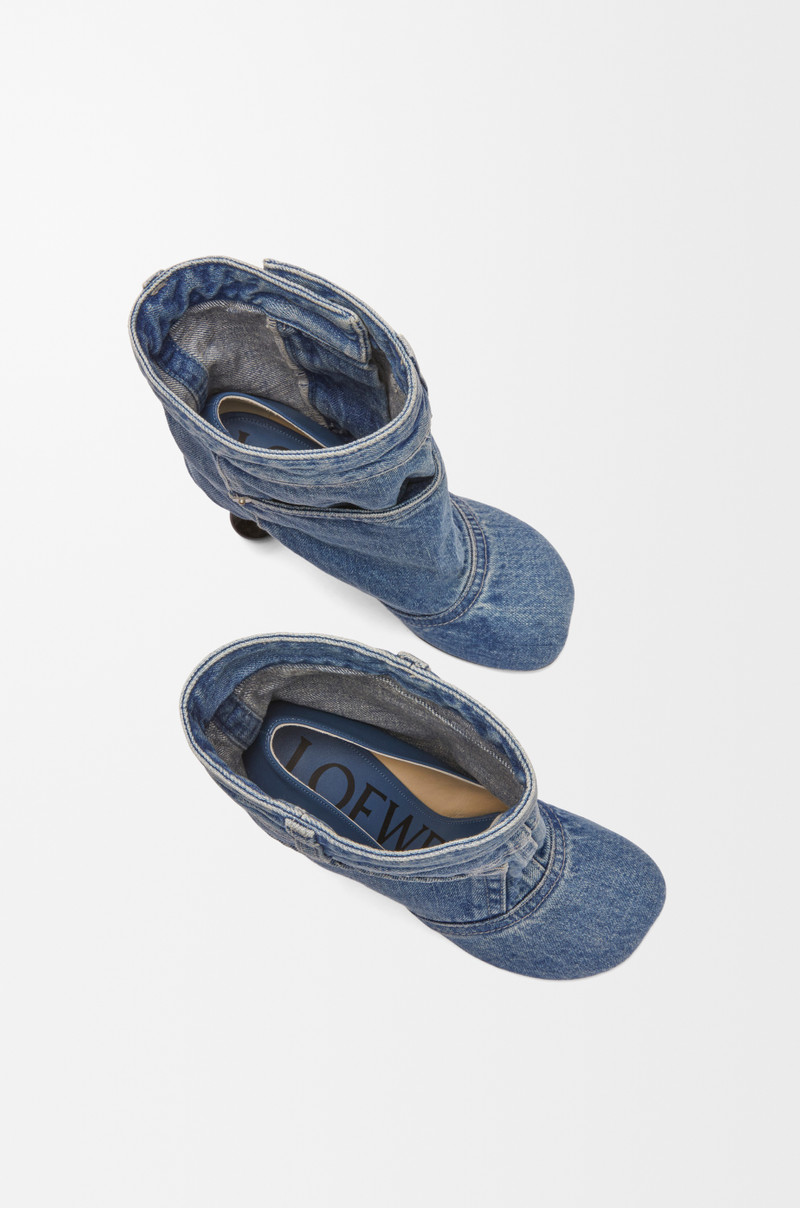 Toy ankle bootie in washed denim 4