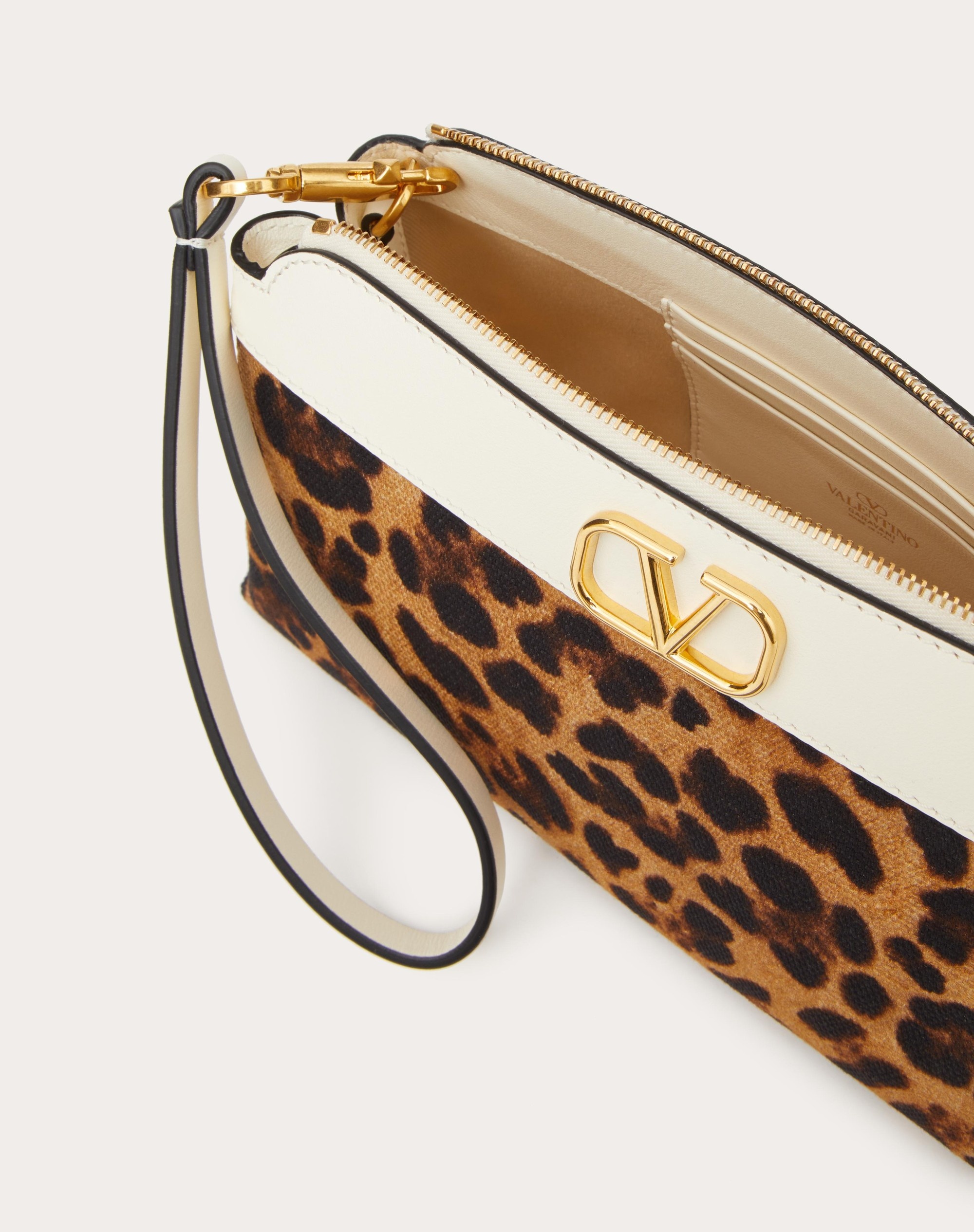 VALENTINO GARAVANI ESCAPE CLUTCH BAG IN CANVAS WITH ANIMALIER PRINT - 7