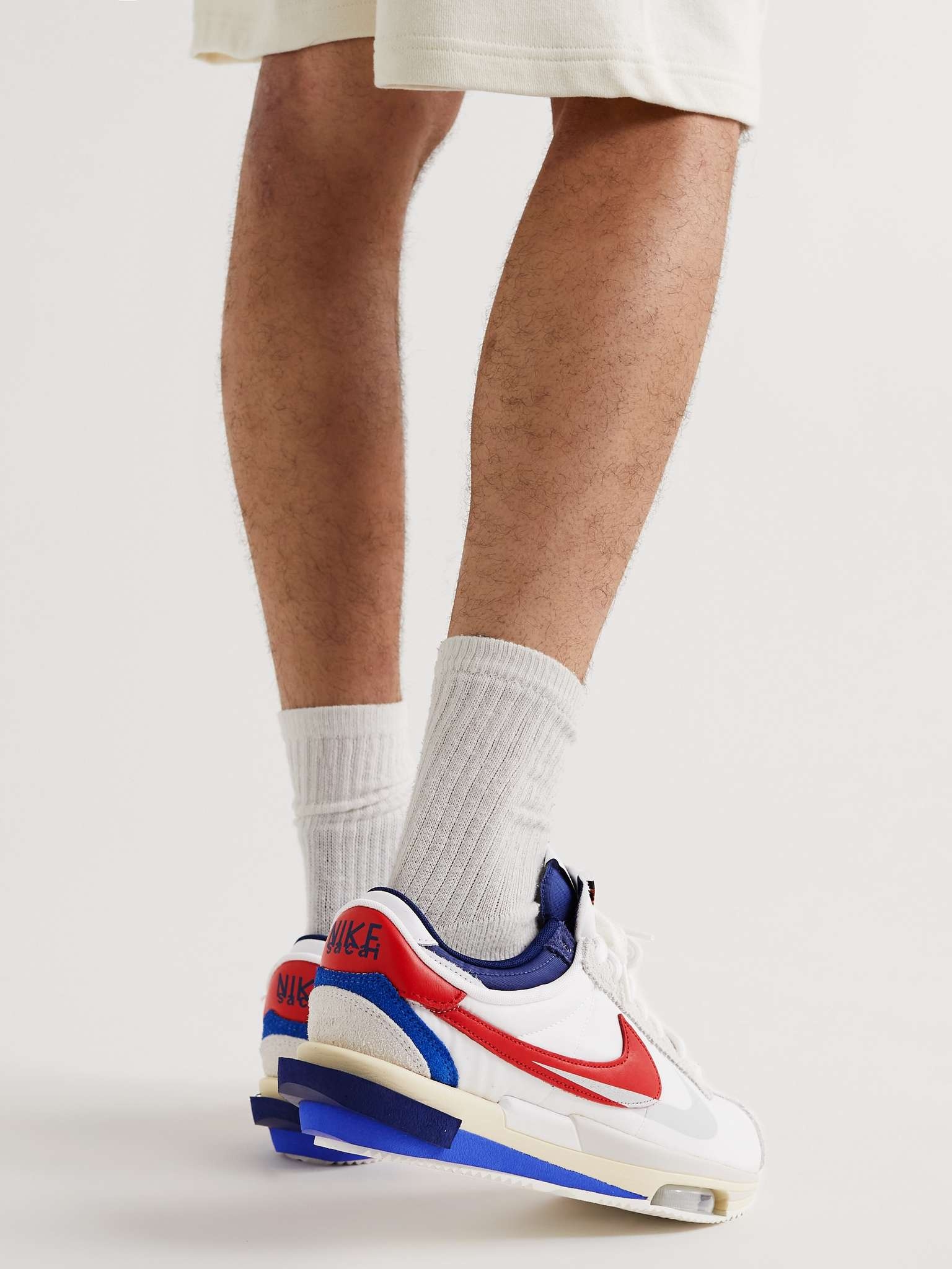 + Sacai Zoom Cortez Mesh, Leather and Suede Sneakers - 3