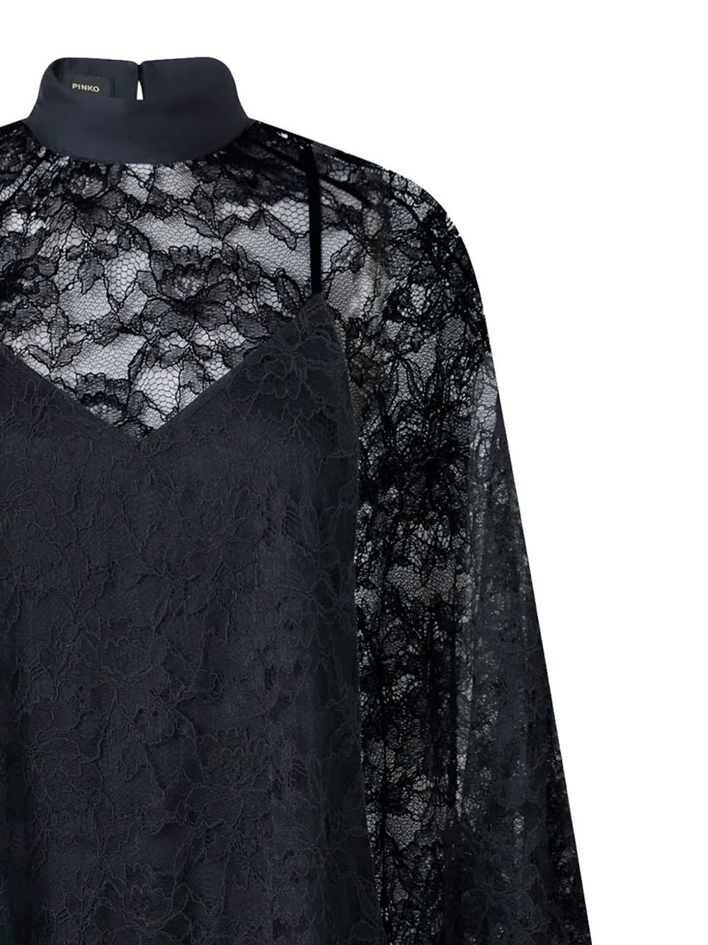 high-neck lace dress - 3