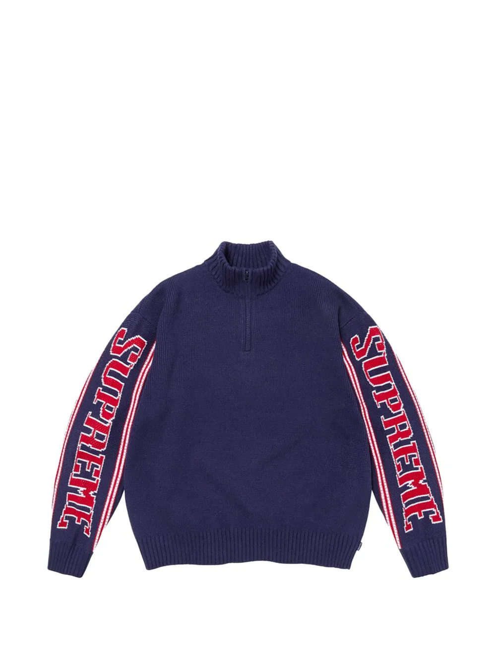 jacquard-sleeve half-zip sweater - 1