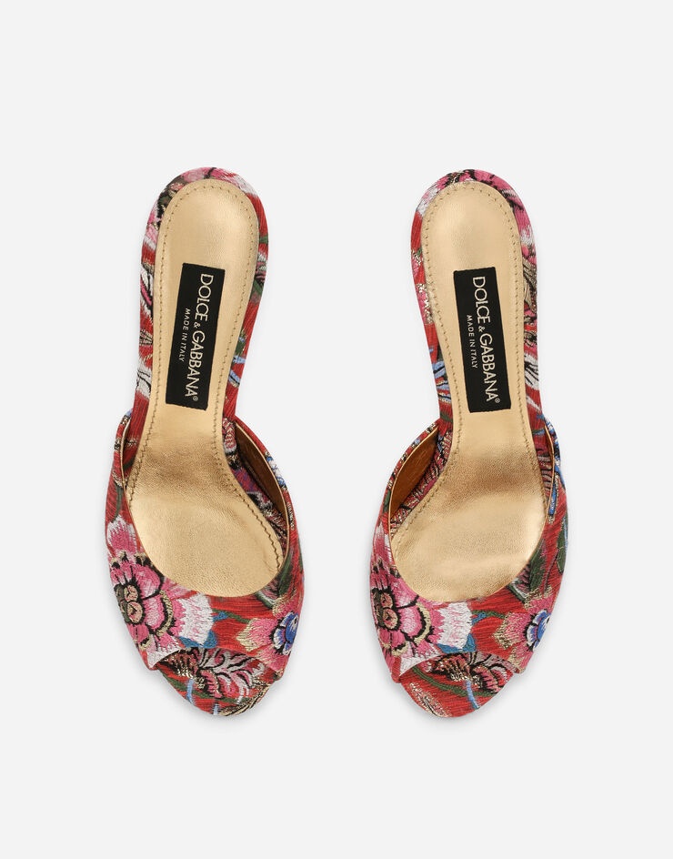 Jacquard fabric mules with geometric heel - 4