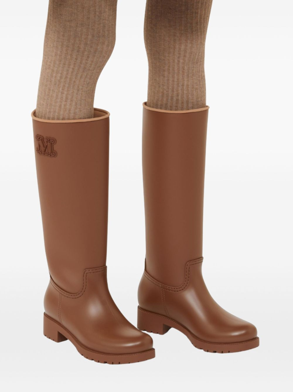 logo-embellished block-heel boots - 5