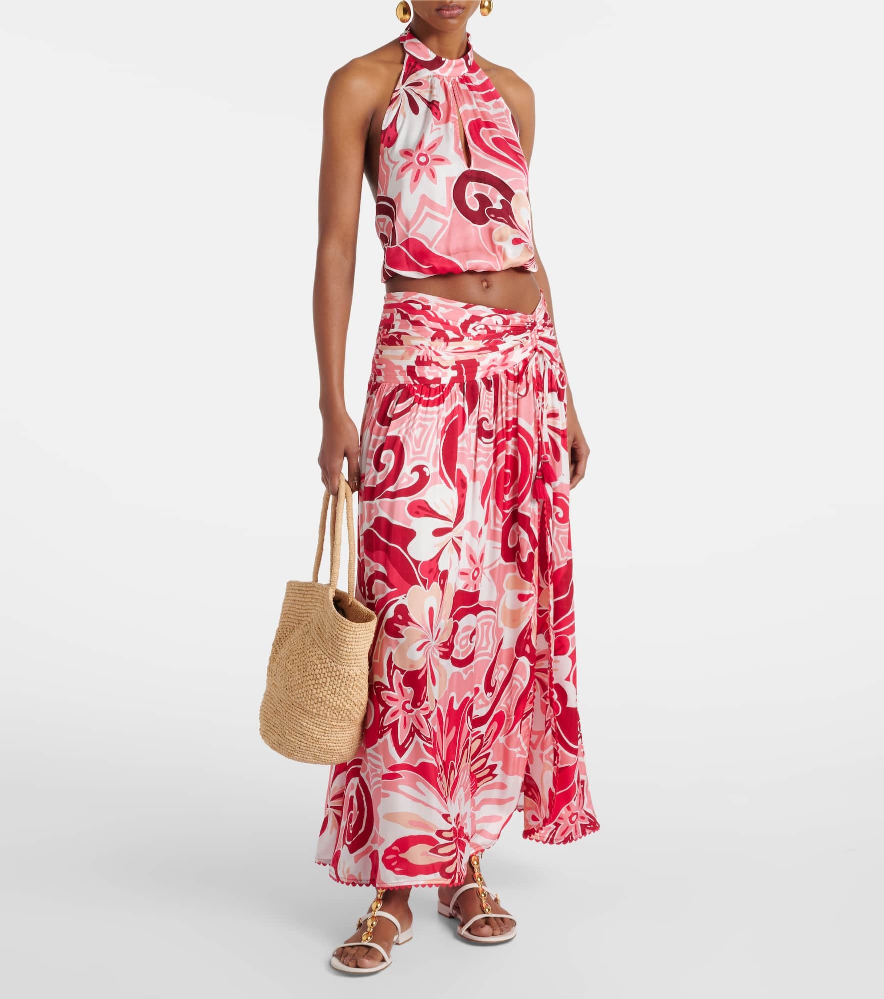 Clea printed halterneck satin top - 2