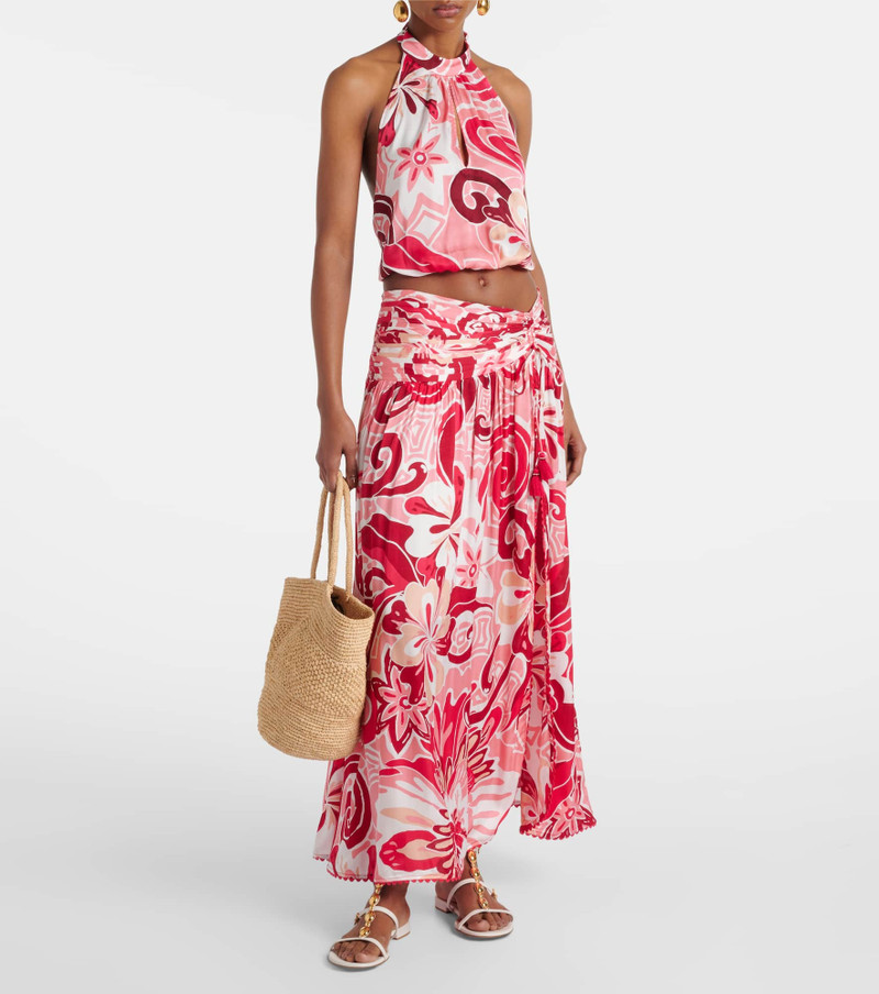 Poupette St Barth Clea printed halterneck satin top outlook
