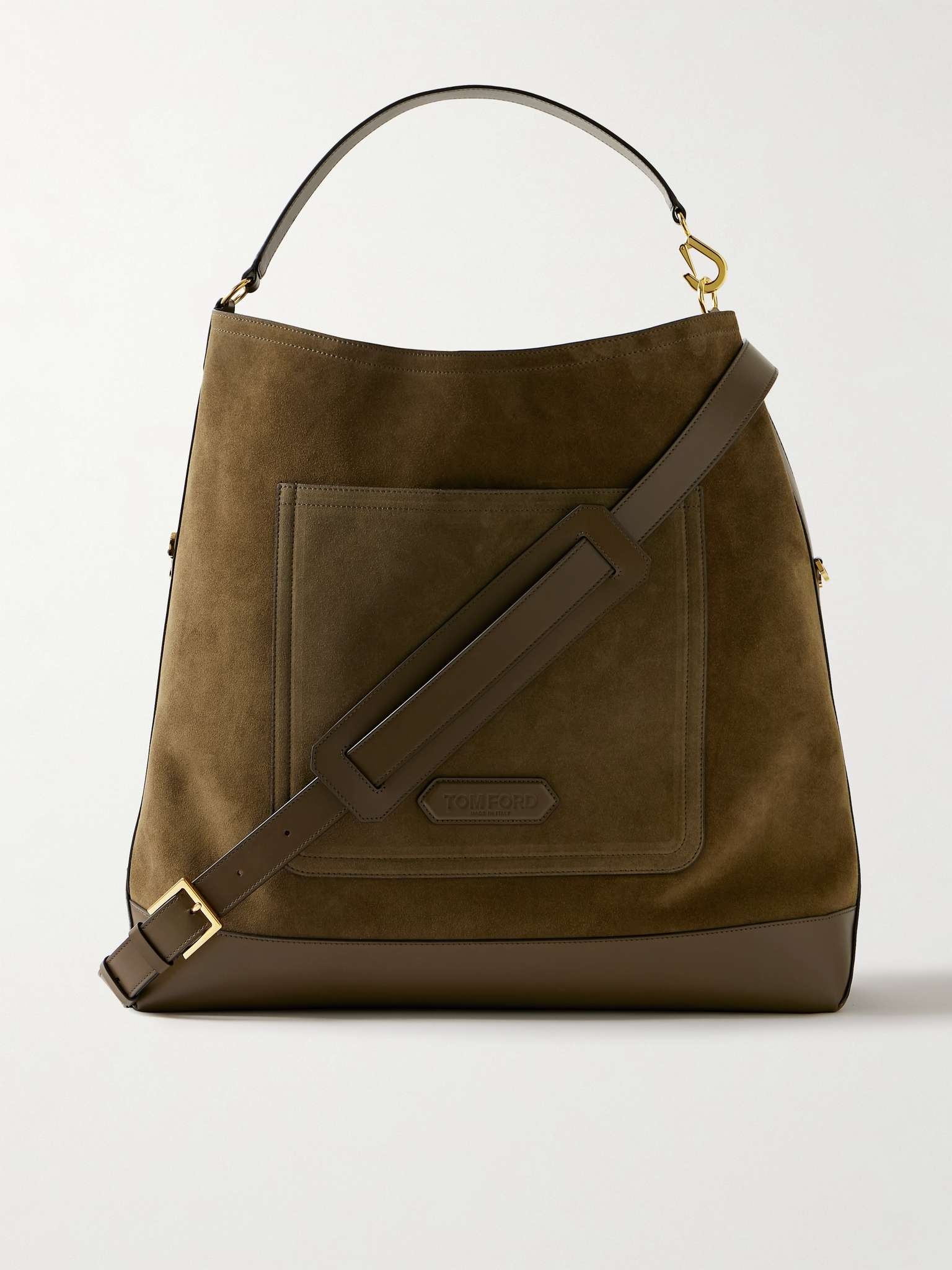 Leather-Trimmed Suede Tote Bag - 1