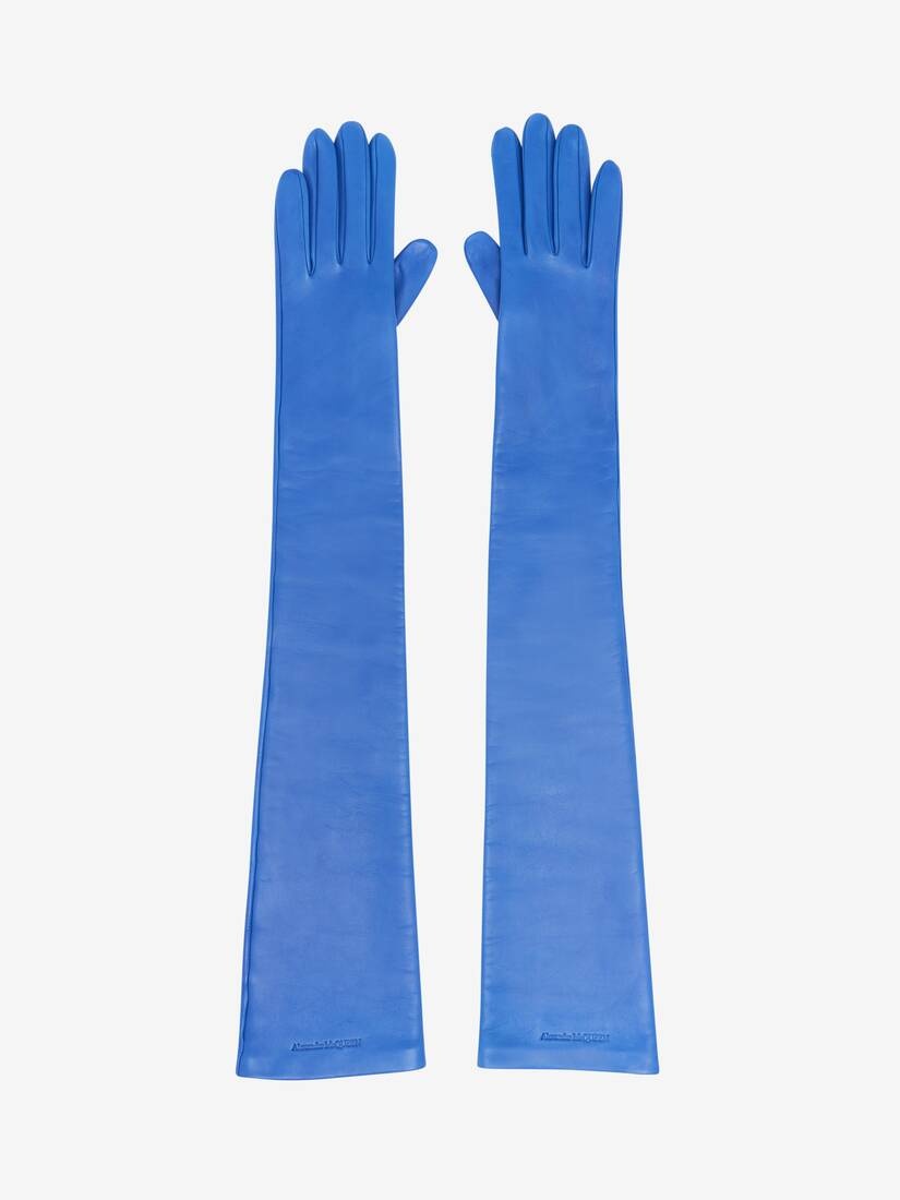 Women's Long Solid Gloves in Galactic Blue - 1