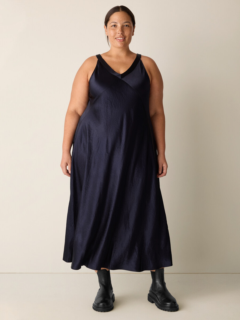 Textured Satin V-Neck Dress 6