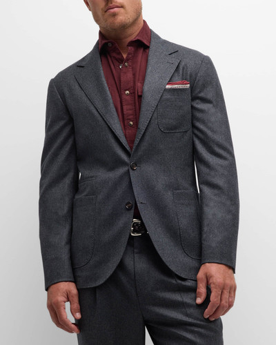 Brunello Cucinelli Men's Wool Flannel Patch-Pocket Suit outlook