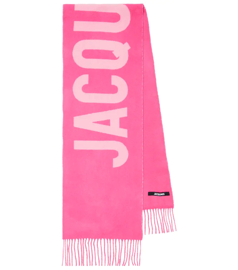 Logo jacquard wool scarf - 1