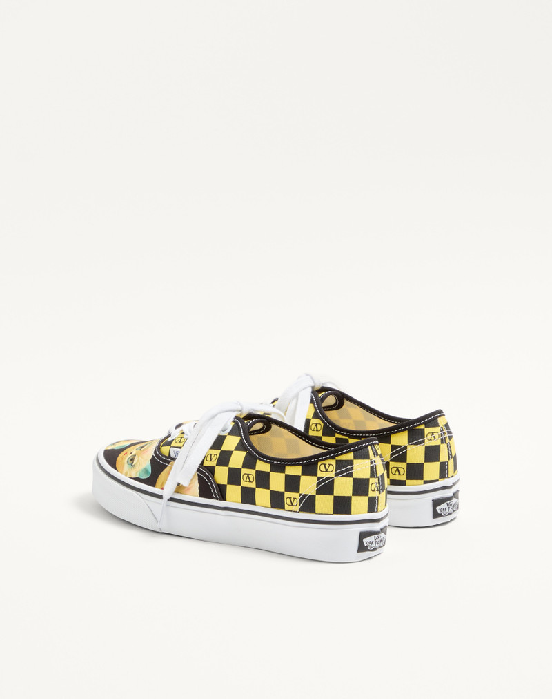 VALENTINO GARAVANI AND VANS LOW-TOP FABRIC TRAINER WITH VLOGO CHECKERBOARD PRINT AND LE CHAT DE LA M 5