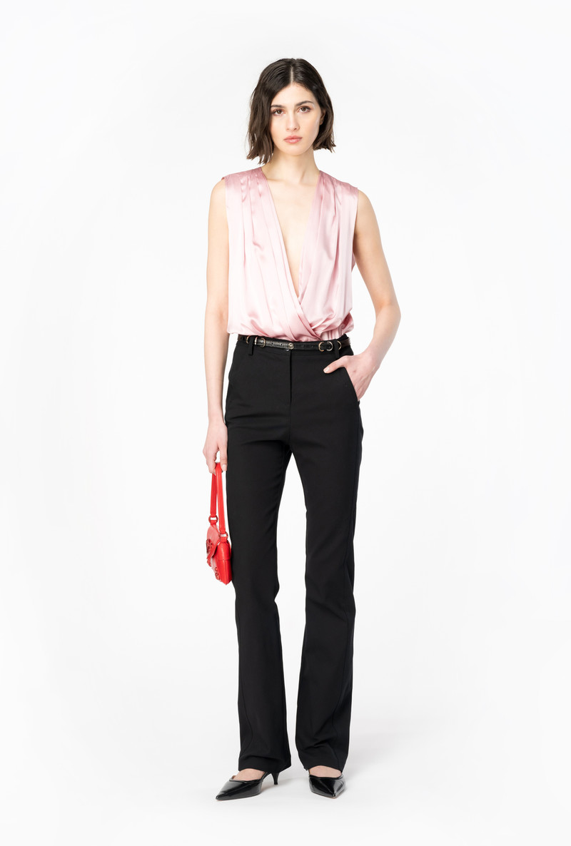 PINKO STRETCH SATIN WRAP-FRONT BODYSUIT outlook