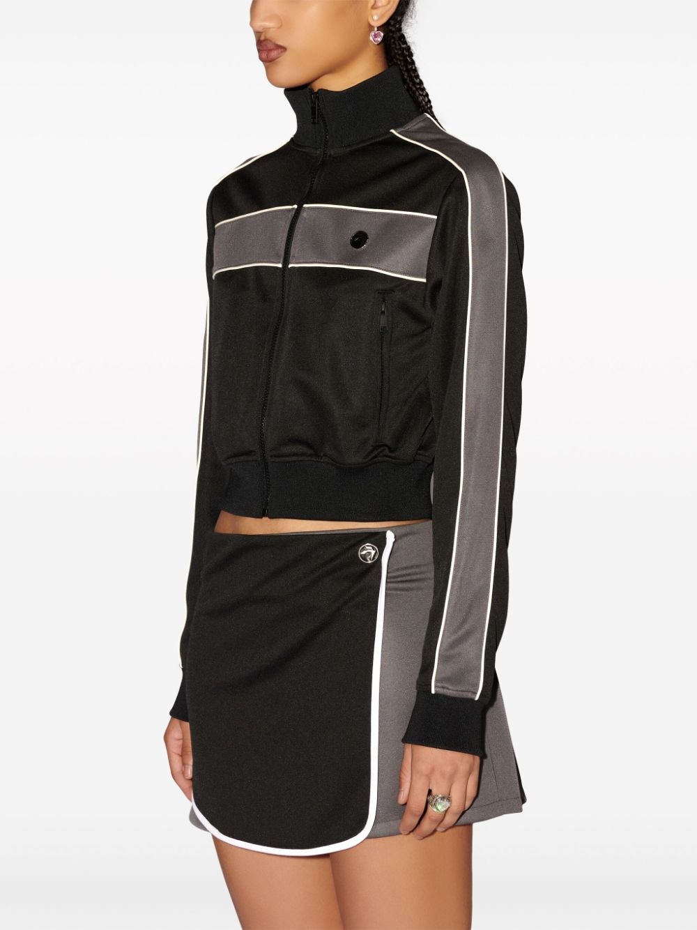 zip-up striped sweatshirt - 5