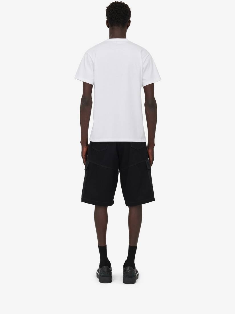 Men's Obscured Skull T-shirt in White/red/black - 4