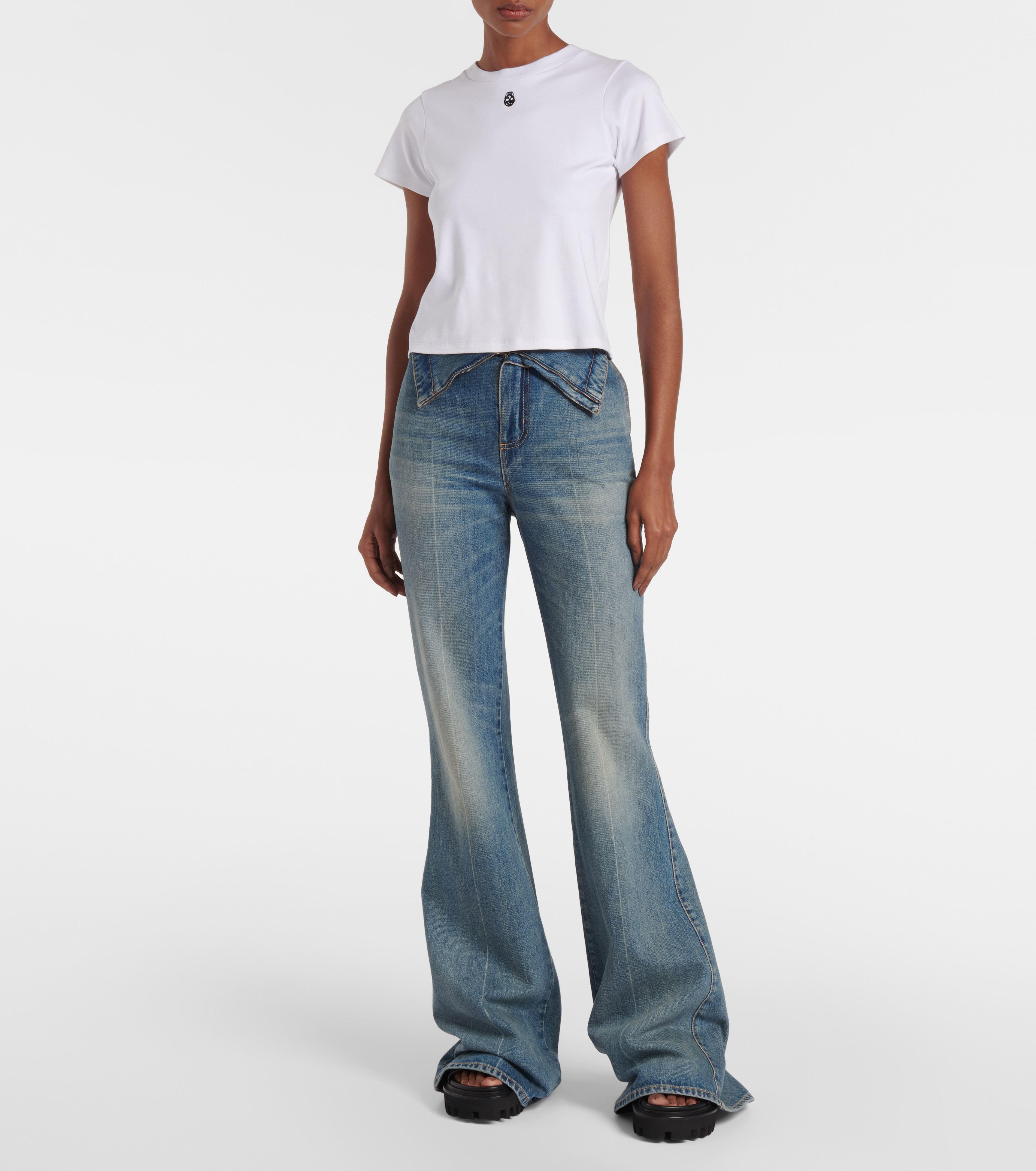 Skull cropped cotton T-shirt - 2