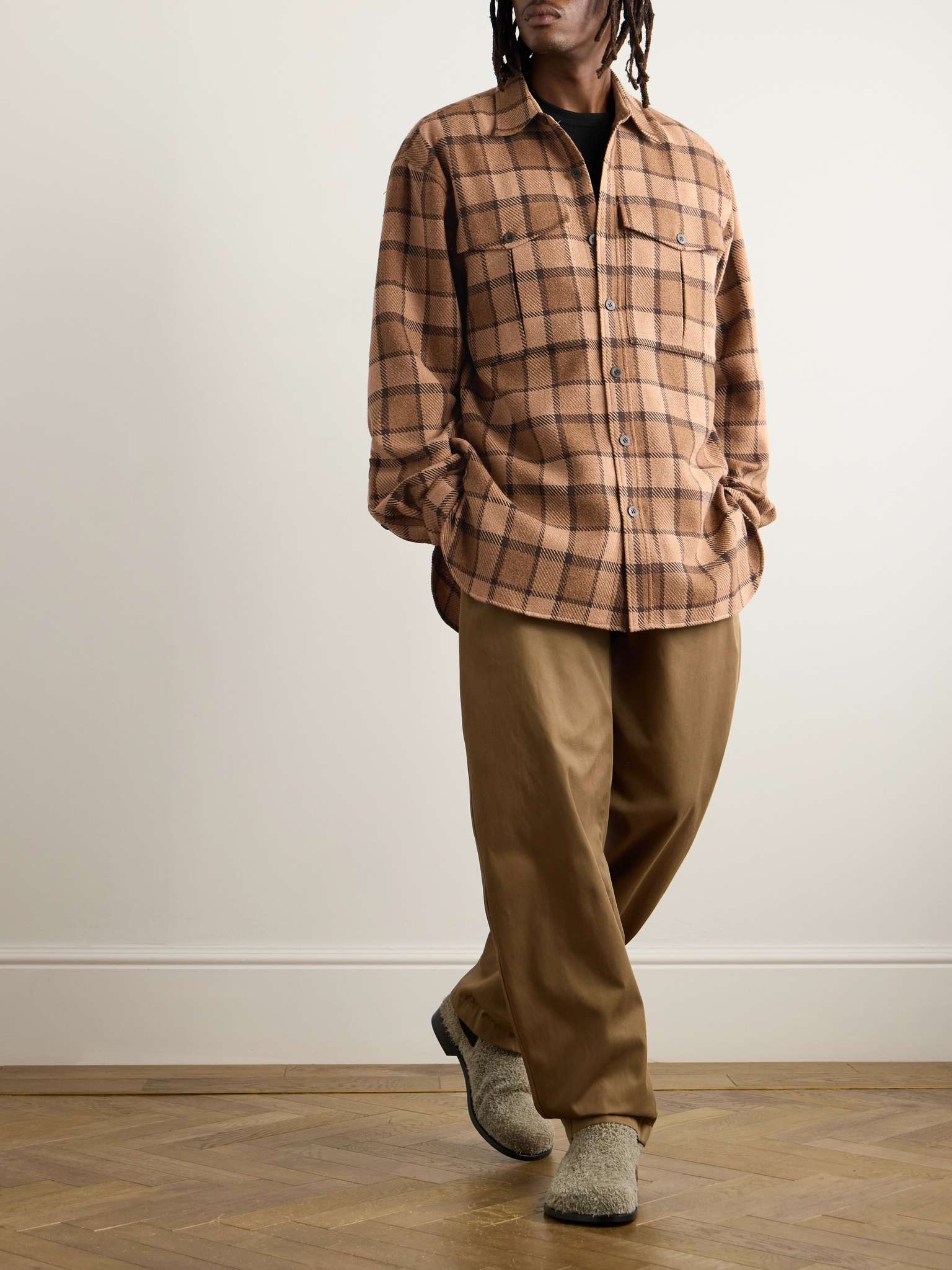 Oversized Brushed Checked Cotton-Blend Twill Shirt - 2